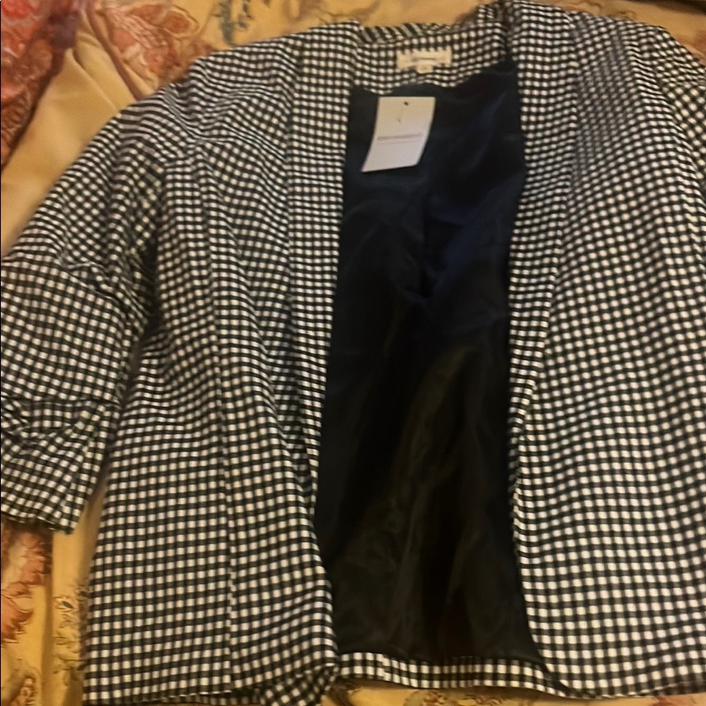 Women's Black and White Checkered Jacket